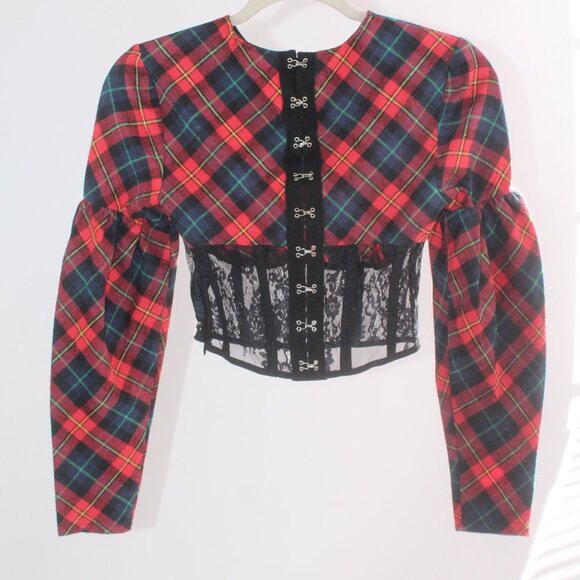Asos Cropped Plaid Corset Top Size 6 - New - Picture 6 of 9